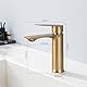 HOMELODY Wasserhahn Bad Gebürstetes Gold – Einhebel-Mischbatterie für Warm- & Kaltwasser - Waschtischarmatur mit Abnehmbar Bubbler - Waschbeckenarmatur Für moderne & luxuriöse Bäder