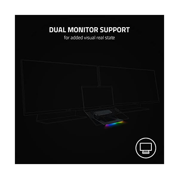 Razer Laptop Stand Chroma V2 - Ergonomic laptop stand including 3x USB hub (2x USB-A, 1x USB-C, 1x HDMI, 18 degree tilt angle, aluminium and ergonomic design) Black - Image 4