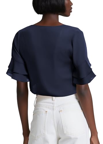 Image of Urban CoCo Women's Sheer Chiffon Bolero Shrug Ruffle Short Sleeve Open Front Cropped Cardigan for Dresses