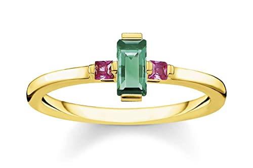 Bague en argent doré Thomas Sabo pierre verte, le cadeau idéal pour femme