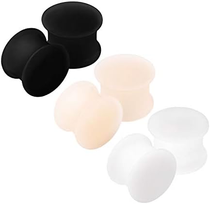 6PCS Silicone Black 1/2 inch 12mm Double Flared Saddle Skin White Stretcher Earring Gauge Ear Lobe Plug Piercing Jewelry 2813