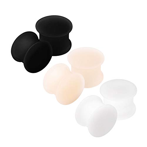 6Pcs Silicone Black 1/2 Inch 12Mm Double Flared Saddle Skin White Stretcher Earring Gauge Ear Lobe Plug Piercing Jewelry 2813 #TOP2