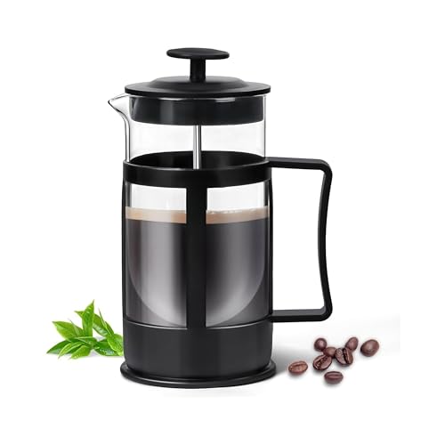 Image of French Press Coffee & Tea Maker 350ml | Heat‑Resistant Borosilicate Glass | 3‑Level Stainless Steel Filtration | Smooth Grit‑Free Brew | Durable Plastic Frame & Handle | Makes 1-2 Cups