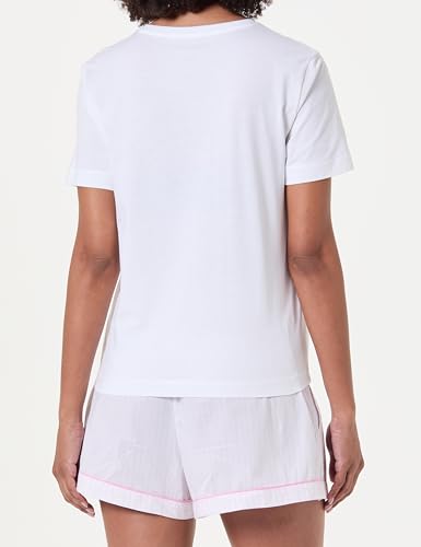Calvin Klein Damen 2er Pack T-Shirts Kurzarm Logo Tee mit V-Ausschnitt, Mehrfarbig (Vanilla Custard W/White), S – Ansicht 4