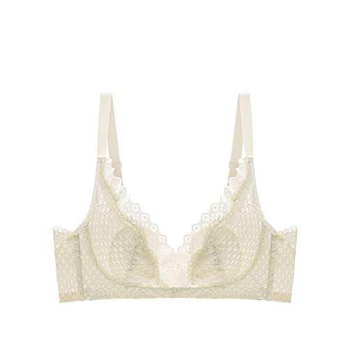 Bralette en dentelle blanche 90C avec fines bretelles réglables et décolleté en V