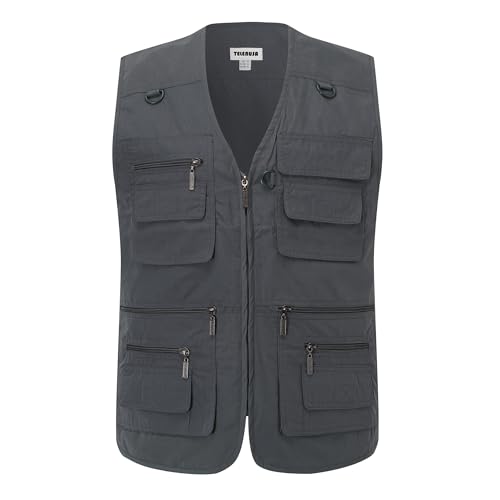 Image of Men's Outdoor Vest Summer Fishing Vest Utility Lightweight Travel Safari Photography Casual Gilet with Multi Pockets