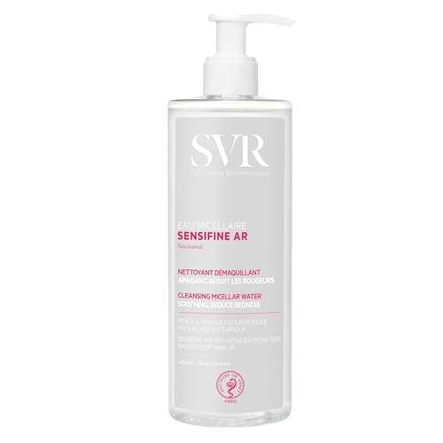 SVR Sensifine Micellar Water With Niacinamide. Soothing, Redness Relief Face Cleanser & Makeup Remover For Face, Eyes, Lips. Gentle, No Rinse Cleanser For Sensitive, Reactive Skin, 13.5 Fl.oz.