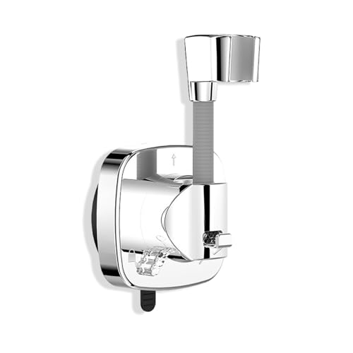 fKiZanthene Support Pommeau de Douche Sans Percage avec Ventouse Ajustable, Support Douche Réglable pour Salle de Bain et Paroi Carrelée, Accroche Pommeau de...