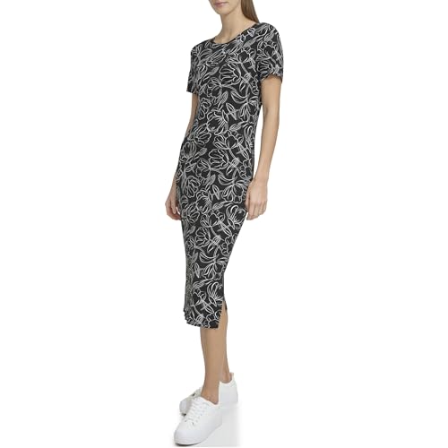 Image of Andrew Marc Women's Short Sleeve Printed Midi Dress with Slits