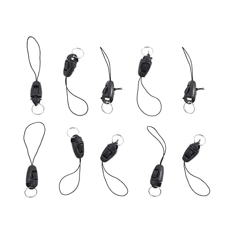 Sluswallow 10Pcs/lot Black Detachable Buckle Mobile Phone Accessories Pendant Buckle Small Sling Anti-Lost Lanyard Cords Hanging Head Keychains Hooks, Fasteners Cover