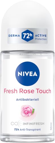 NIVEA Fresh Rose Touch Deo Roll-On Antitranspirant mit 72h Schutz Deodorant mit einzigartiger INFINIFRESH Formel und Rosenblütenduft (50 ml)