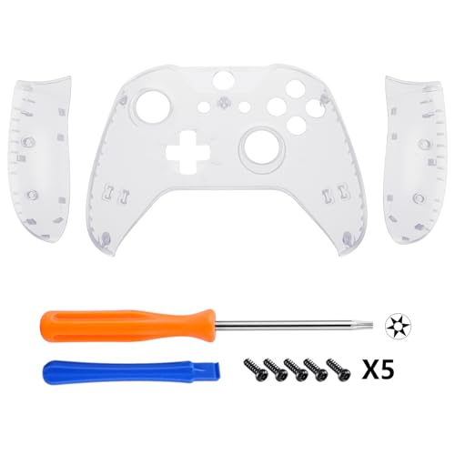 Image of eXtremeRate Transparent Clear Faceplate Side Rails for Xbox One Wireless Controller Model 1708, Replacement Front Housing Shell Panels for Xbox One X & One S Controller