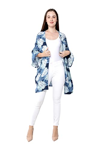 Matchable Couple Hawaiian Luau Shirt or Kimono in Pacific Palm Navy2