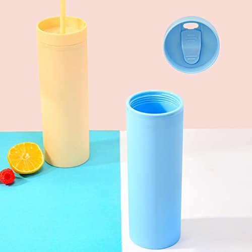 450Ml Colored Skinny Tumbler With Lid And Straw, 15Oz Double Layer Plastic Tumbler Cups Diy Gifts For Parties, Birthdays, Home, Office, Bridal Shower Orange #TOP3