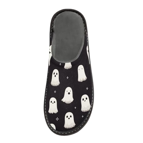 JUNZAN Cute Ghosts Black Memory Foam Slippers for Women Men House Slippers for Bedroom Indoor2