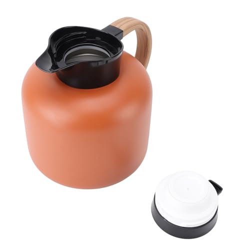 2L Stainless Steel Thermal Coffee Carafe, 24 Hours Heat Retention, Leakproof Insulated Coffee Pot Dispenser for Coffee, Tea, Hot Water with Duckbill Shaped Kettle, Orange