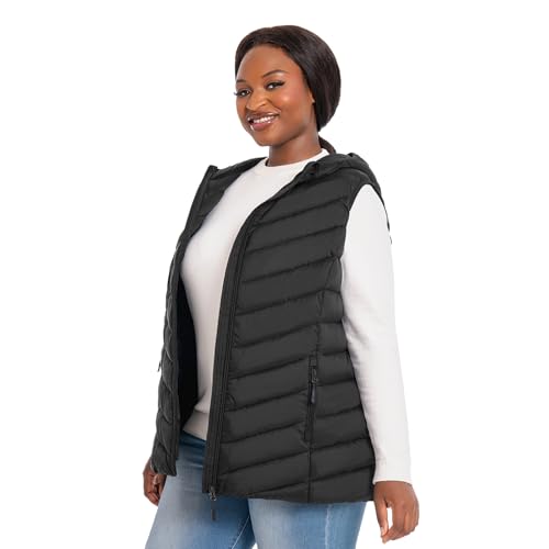 Womens Plus Size Packable Puffer Vest 1X-6X Women's Hooded Lightweight Quilted Puffy Vest2