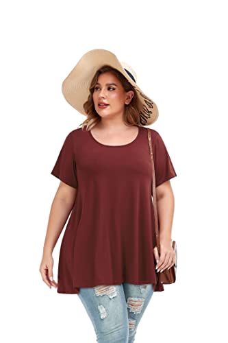 Image of JOELLYUS Plus Size Tops for Women Tunic Floral Casual Short Sleeves T Shirts Flowy Blouses 2026