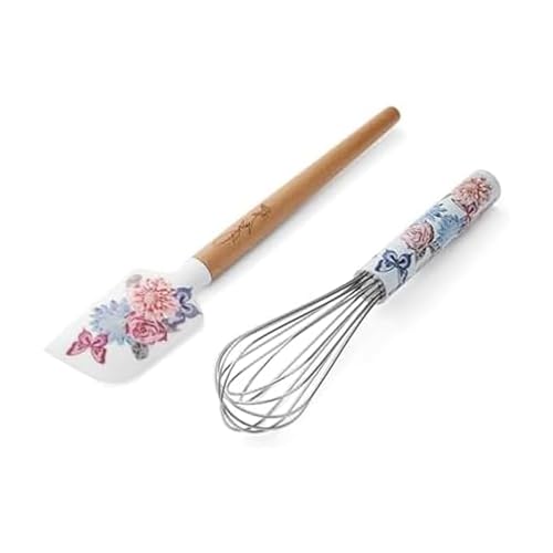 Dolly Parton Spatula and Whisk Set - Rose Kitchen Utensils with Floral and Butterfly Pattern Design - Heat Resistant Silicone Cooking Tools - 2 Piece Baking Essentials Set