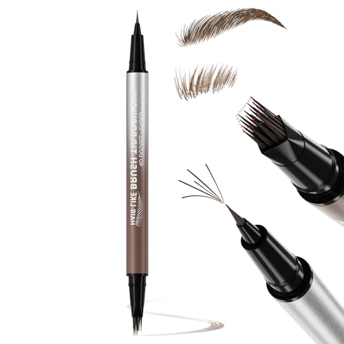 Erinde Lápiz de Cejas Microblading 2 en 1 Doble Punta, Punta Multi-Ramitas y Punta Precisa, Resistente al Agua, Cejas Naturales y Definidas, Larga Duración y Fácil Aplicación #02