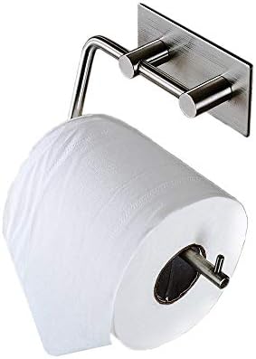 Zeta SUS 304 Stainless Steel Self-Adhesive Toilet Paper Holder Bathroom Kitchen Tissue Roll Hanger Wall Mount No Drill Modern Style, Brushed Finish