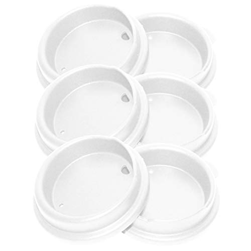 Juego de 6 tapas para vasos, color blanco thumbnail