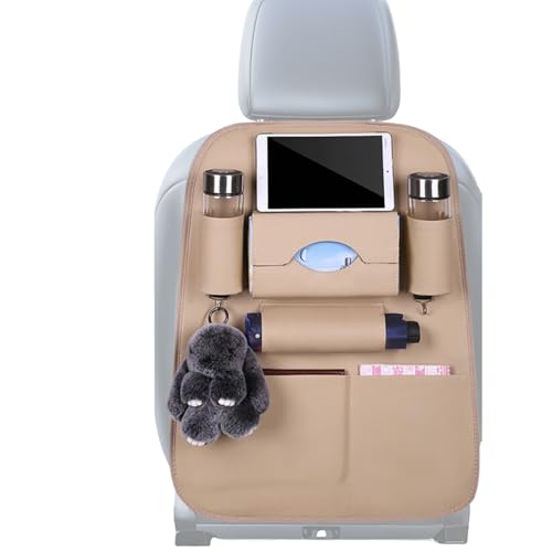 Bkljkf Protector de espalda para asiento de coche contra los pies de los niños, protección del asiento infantil con compartimentos de almacenamiento, accesorios de almacenamiento de piel sintética