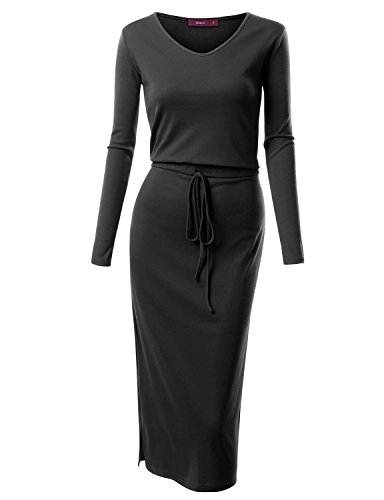 Doublju Womens Long Dress,Black,Large