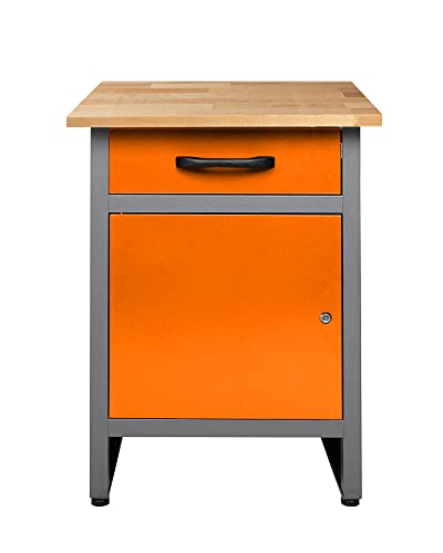 Ondis24 Werkbank orange Werktisch Werkstatteinrichtung mit Schublade und Tür abschließbar 60 x 60 cm Arbeitshöhe 85 cm