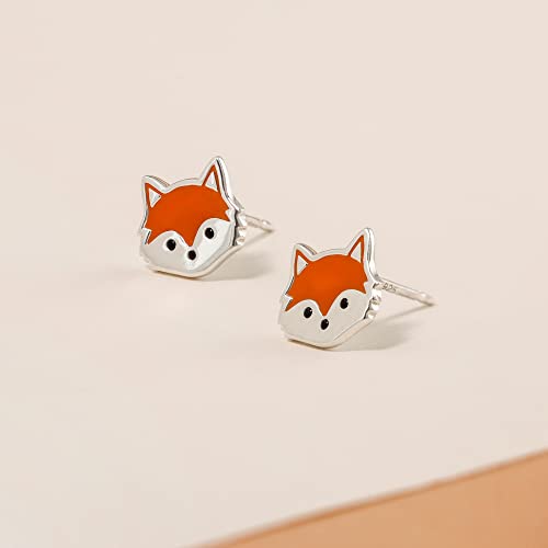 Boma Jewelry Sterling Silver Fox Stud Earrings with Hand Painted Orange Enamel3