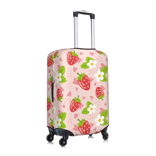 Cute Strawberry Pink Love Luggage Cover Protector Anti-Scratch Washable Fits 18-32 Inch Luggage-Large3