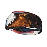 Bandeau imprimé aigle avec drapeau américain fabriqué à partir de polyester, respirant, offrant confort et fonctionnalité.