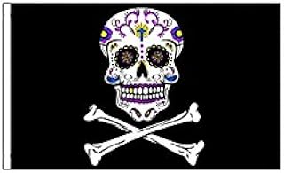 6 ft. Pirate Sugar Skull Safety Flag with 1/4