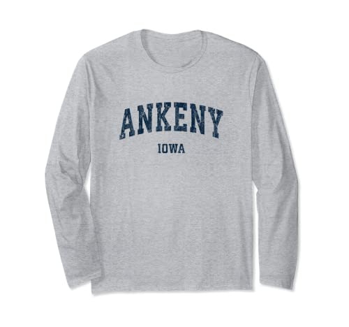 Ankeny Iowa IA Vintage Varsity Sports Diseño de la Marina Manga Larga