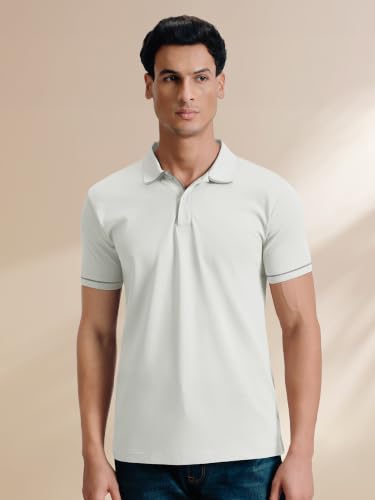Image of XYXX Men's Apex Mercerized Cotton Striped Collar Pique Polo T-Shirt