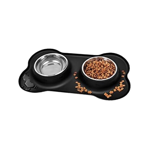 LaiEdua Stainless Steel Double Dog Bowl Set Cover