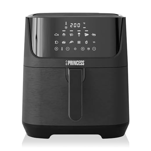 Princess 182061 Freidora sin aceite, 6,5 L, Ahorra hasta un 60% en Energía, panel de control táctil digital, 12 programas, libre de BPA y PFOA, Libro de recetas en PDF, con separador incluido
