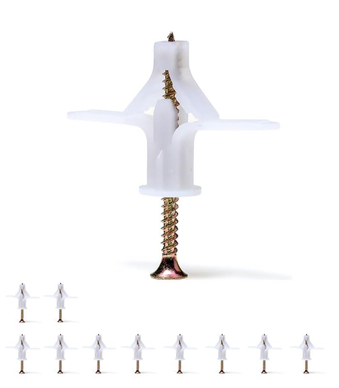 10 Pack M8 Drywall Expansion Anchors with Self-Drilling Screws - Heavy Duty Plastic Wall Plugs for Home, Industrial & Marine Use (Fits 5/16" to 19/32" Boards)