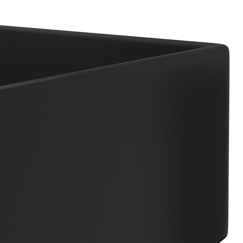 vidaXL Lavabo de Baño Antidesbordamiento de Manos Fregadero Tocador Piedra Recipiente Vasija Aseo Indoro Cocina Garaje Cerámica Negro Mate