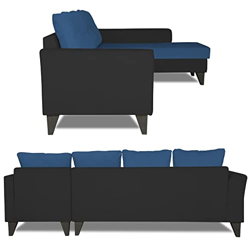 Image of Adorn India Maddox Tufted L Shape 6 Seater Sofa Set RHS (Blue & Black) (3 Year Warranty)