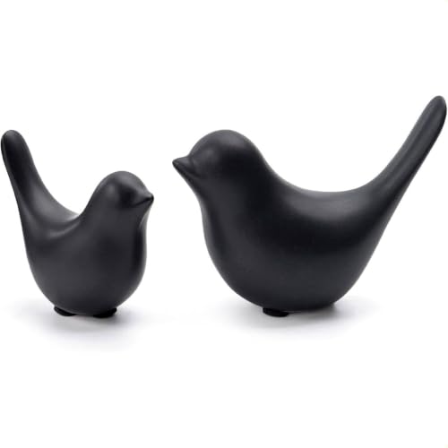 Notakia Small Birds Statues Home Decor Modern Style Decorative Ornaments for Living Room Decor Bedroom Office Desktop Cabinets (Black 2Pcs Birds)