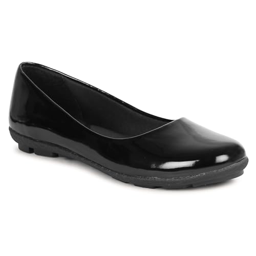 Image of DHANESHWAR Women's Ballet Flats Belly Shoes for Casual, Formal & Office Wear Ballerina | Comfortable Slip on Black Bellies for Women & Girls. 1 Pair