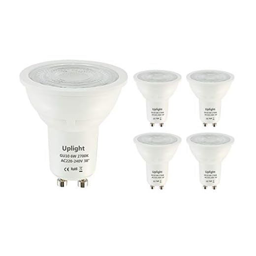 Uplight 6W Bombillas GU10 LED,Blanco Cálido 2700K,Equivalente 50W Lámpara Halógena 470Lm Ra80,38°Ángulo haz,Paquete de 5.