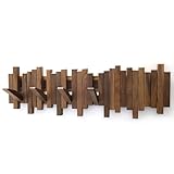 GOGREEBELL Hardwood Wall Mounted Piano Coat Rack| Flip Down Wall Hook Rack 6 Hooks|Heavy Duty Coat Hooks.Made of Black Walnut.Wall Art