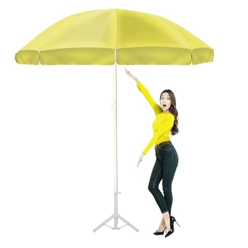 Image of ORILEY Garden Umbrella with Stand Foldable Big Size (7ft Height 42 Inch Rib Arm) Heavy Duty Waterproof Rain & UV Sun Protection Outdoor Patio for Balcony Shedding Cantilever & Lawn (Yellow)