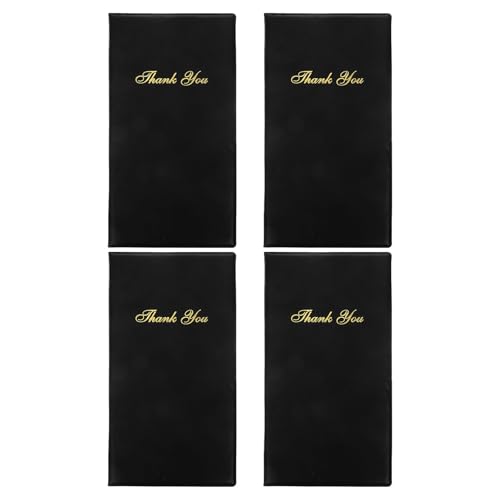 Portacuentas para restaurante y bar, 4 piezas de cuero sintético negro impermeable y elegante