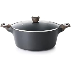SENSARTE Nonstick Pot, Stock Pot with Lid, Pasta Pot, 6.6 QT, Black | Soup Pot Spaghetti Pot Casserole Pot, Non-toxic Healthy Pot, Cooking Pot Stew Pot, Induction Compatible, PFOA PFOS Free