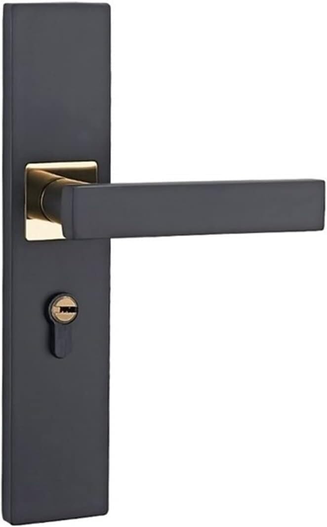 KYUEPONG Handle Locks Door Lock, Aluminum Alloy Door Lock Continental Minimalist Interior Handle Locks(Black and Gold)