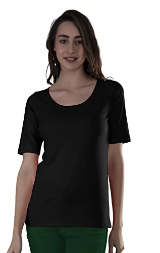 Image of A5016 Women's Scoop Neck Elbow Sleeve T-Shirt for Women
