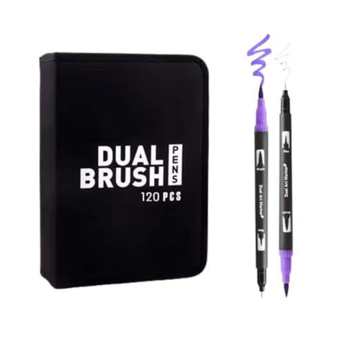 Estojo Dual Brush com 120 Canetas Marcadores para Colorir - Kit Conjunto Canetinha Profissional Tikt